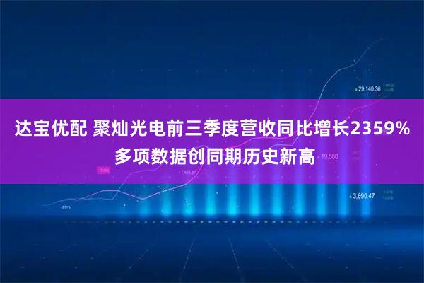 达宝优配 聚灿光电前三季度营收同比增长2359% 多项数据创同期历史新高