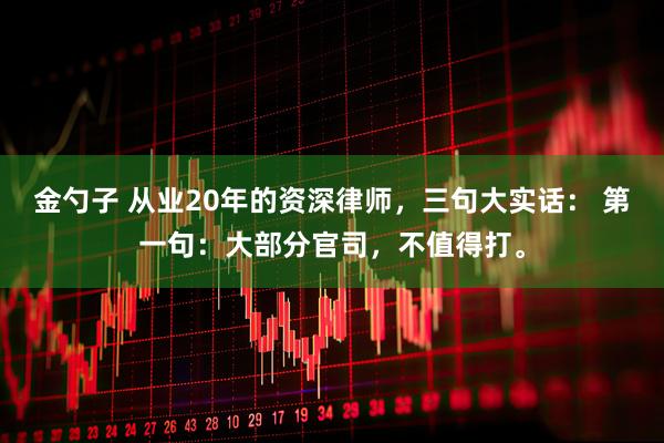 金勺子 从业20年的资深律师，三句大实话： 第一句：大部分官司，不值得打。